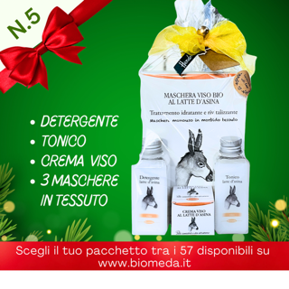 Pacchetto Natale :una proposta bella ma utile! Cosmetici al latte d'asina per detergere ed idratare lanche le pelli più secche e sensibili...